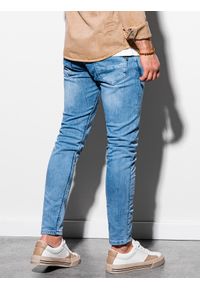 Ombre Clothing - Spodnie męskie jeansowe P1007 - jasnoniebieskie - XXL. Kolor: niebieski. Materiał: jeans. Styl: klasyczny #3