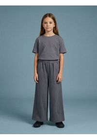 Sinsay - Spodnie dresowe wide leg - szary. Kolor: szary. Materiał: dresówka #1