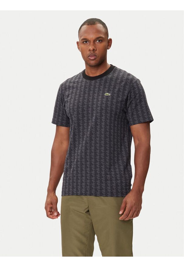 Lacoste T-Shirt TH5902 Szary Regular Fit. Kolor: szary. Materiał: bawełna