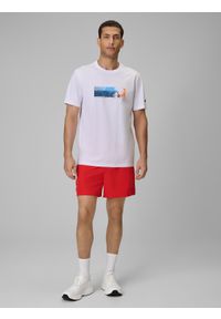 4f - 4F T-shirt regular z nadrukiem męski - biały S. Okazja: na co dzień. Kolor: biały. Materiał: dzianina, materiał, bawełna. Wzór: nadruk. Styl: casual, klasyczny, sportowy #2