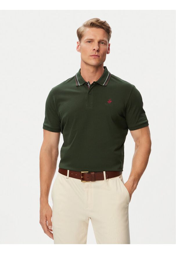 Beverly Hills Polo Club Polo P-SS26M-P450111 Zielony ciemny Regular Fit. Typ kołnierza: polo. Kolor: zielony. Materiał: bawełna