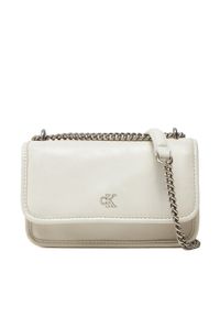 Calvin Klein Jeans Torebka Chain Mini Ew Flap LV04K3085G Écru. Materiał: skórzane