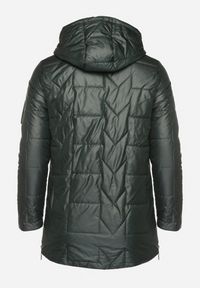 Born2be - Ciemnozielona Pikowana Kurtka Ozdobiona Pikowaniem z Odpinanym Kapturem Falerosa. Okazja: na co dzień, na spacer. Kolor: zielony. Materiał: jeans. Wzór: aplikacja. Styl: casual #7