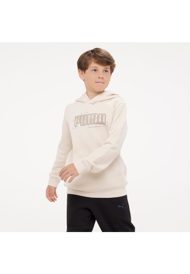 Bluza dziecięca Puma z kapturem. Typ kołnierza: kaptur. Kolor: beżowy. Materiał: materiał, bawełna. Sport: joga i pilates