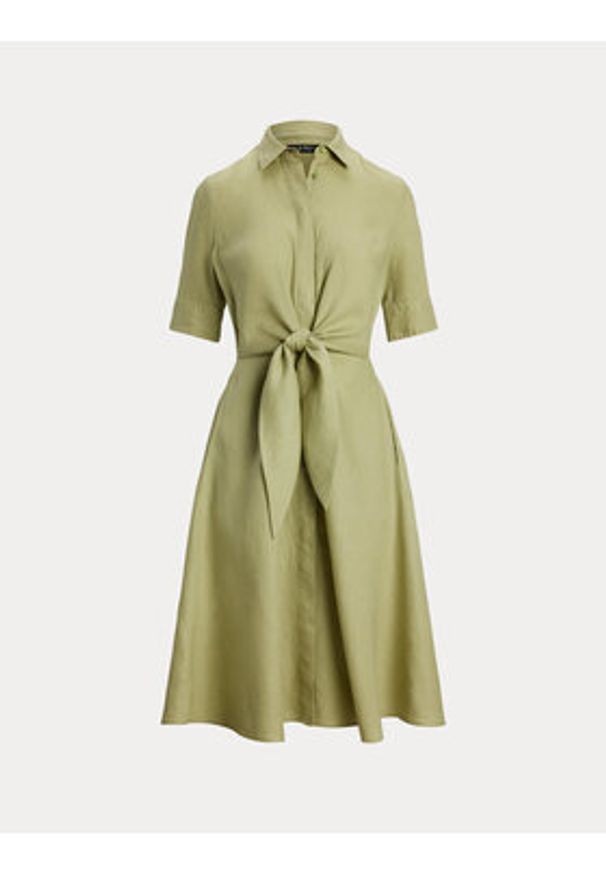 Lauren Ralph Lauren - LAUREN RALPH LAUREN Sukienka koszulowa 200905667015 Zielony Regular Fit. Kolor: zielony. Materiał: len. Typ sukienki: koszulowe