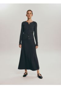 Reserved - Spódnica maxi - ciemnoszary. Kolor: szary. Materiał: wiskoza, tkanina #1