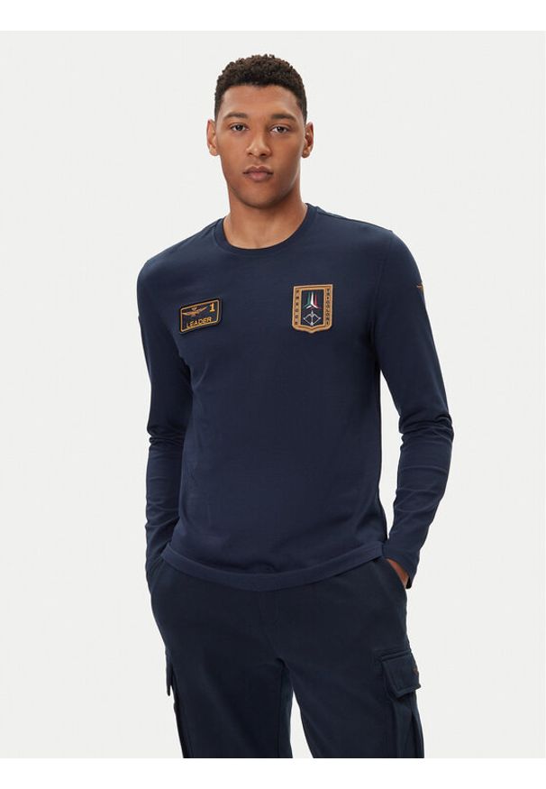 Aeronautica Militare Longsleeve 252TS2488UJ00710 Granatowy Regular Fit. Kolor: niebieski. Materiał: bawełna. Długość rękawa: długi rękaw