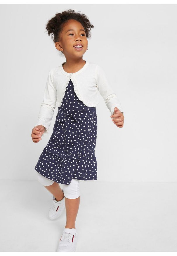 bonprix - Bolerko shirtowe dziewczęce. Kolor: biały. Materiał: jersey. Wzór: aplikacja