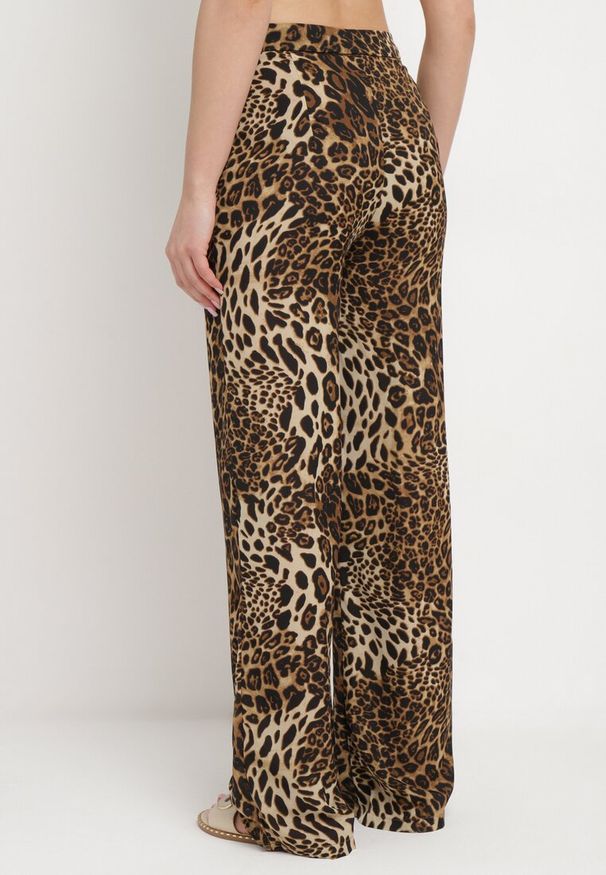 Born2be - Beżowe Szerokie Spodnie z Wysokim Stanem Zapinane na Suwak Erissina. Okazja: na co dzień. Stan: podwyższony. Kolor: beżowy. Długość: długie. Styl: wizytowy, casual, elegancki