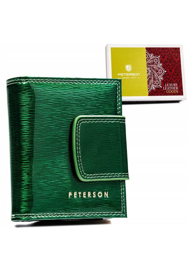 Portfel skórzany Peterson PTN 42329-SH zielony. Kolor: zielony. Materiał: skóra