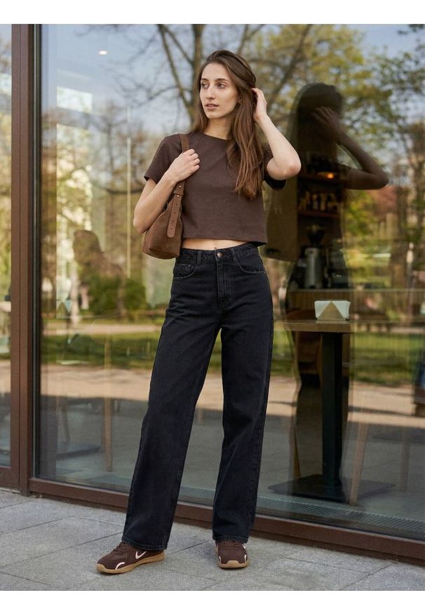 Sinsay - Bawełniana koszulka - brązowy. Kolor: brązowy. Materiał: bawełna