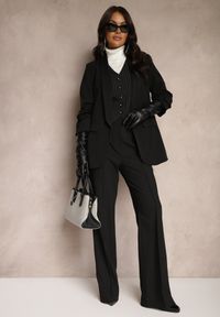 Renee - Czarna Marynarka Pudełkowa o Dłuższym Kroju z Ozdobnymi Rękawami 3/4 Lessandra. Kolekcja: plus size. Kolor: czarny. Długość: długie. Styl: elegancki #5
