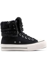 Buty sportowe Converse Chuck Taylor All Star Fold Over Lift Platform. Kolor: czarny. Materiał: zamsz, materiał. Obcas: na platformie. Model: Converse All Star. Sport: fitness #1
