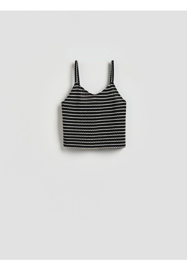 Reserved - Top z bawełną - czarny. Kolor: czarny. Materiał: bawełna