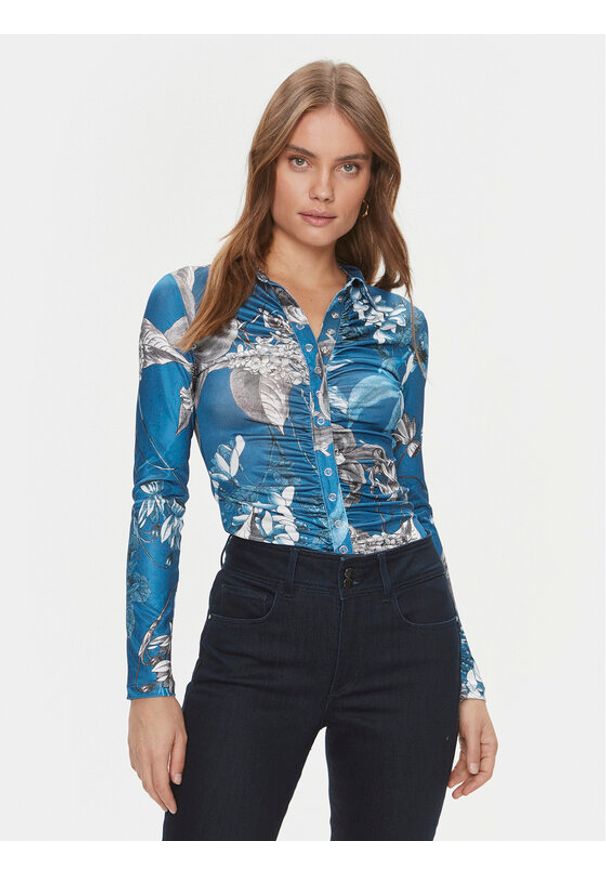 Guess Bluzka W2BP43 KBEM0 Czerwony Slim Fit. Kolor: czerwony. Materiał: syntetyk