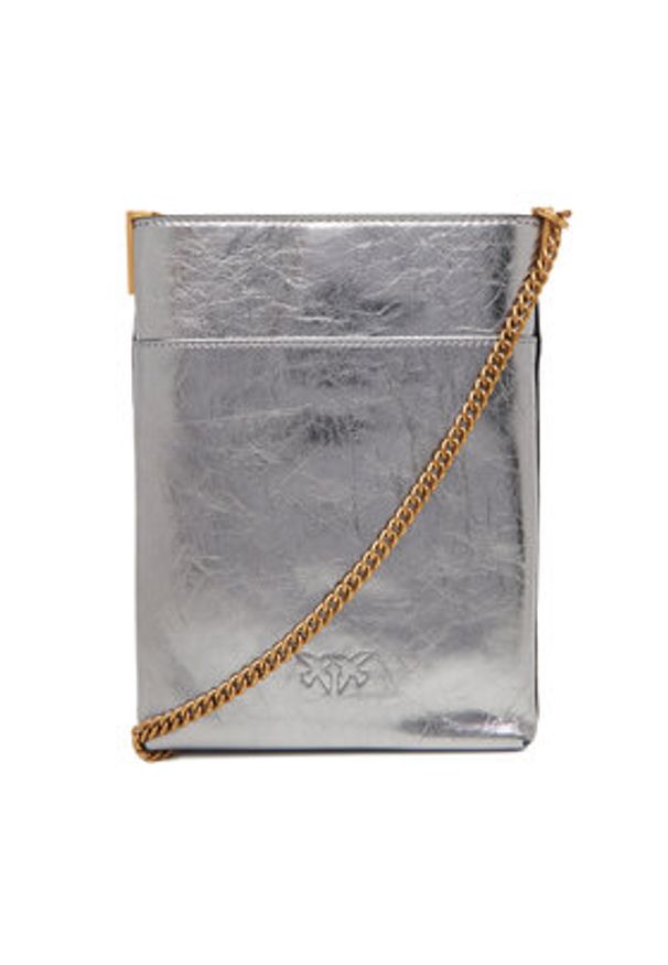 Pinko - PINKO Torebka Flat Satchel AI 25-26 PCPL 105352 A2OT Srebrny. Kolor: srebrny. Materiał: skórzane