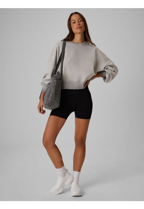4f - 4F Bluza dresowa loose bez kaptura damska - szara M. Okazja: na co dzień. Typ kołnierza: bez kaptura. Kolor: szary. Materiał: dresówka. Styl: klasyczny, casual