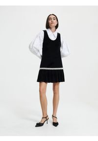 Reserved - Welurowa sukienka mini - czarny. Kolor: czarny. Materiał: welur. Długość: mini #1