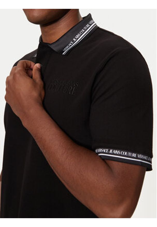 Versace Jeans Couture Polo 76GAGT09 Czarny Regular Fit. Typ kołnierza: polo. Kolor: czarny. Materiał: bawełna