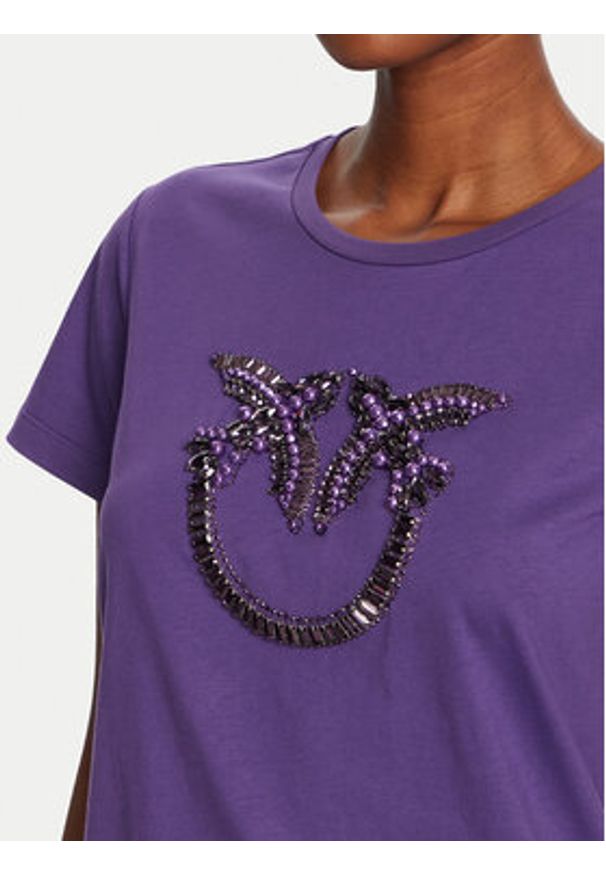 Pinko - PINKO T-Shirt Quentin 100535 A2RN Fioletowy Regular Fit. Kolor: fioletowy. Materiał: bawełna