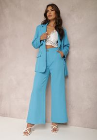 Renee - Niebieskie Spodnie Szerokie Laodaleia. Stan: podwyższony. Kolor: niebieski. Materiał: tkanina. Długość: długie. Wzór: gładki. Styl: elegancki #4