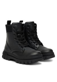 TOMMY HILFIGER - Tommy Hilfiger Trapery Lace-Up Bootie T3A5-34046-1695 S Czarny. Kolor: czarny. Materiał: skóra