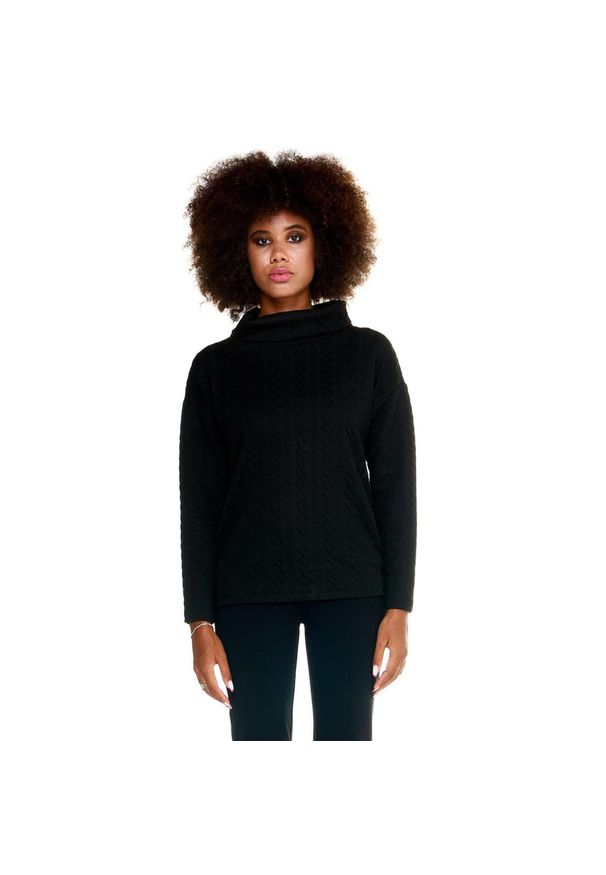 LEONE 1947 APPAREL - Szary damski sweter Leone z warkoczami. Kolor: czarny. Materiał: tkanina. Sport: fitness