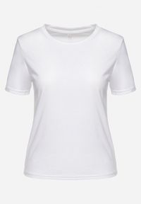 Born2be - Biały Gładki T-shirt z Krótkim Rękawem Elldora. Okazja: na co dzień. Kolor: biały. Materiał: jeans. Długość rękawa: krótki rękaw. Długość: krótkie. Wzór: gładki. Styl: klasyczny, casual, elegancki #7