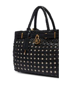 TOMMY HILFIGER - Tommy Hilfiger Torebka American Icon Mini Tote Braided AW0AW18734 Czarny. Kolor: czarny. Materiał: skórzane #2