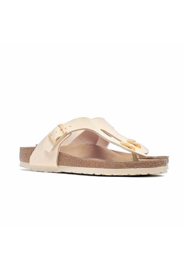 Klapki damskie Birkenstock Gizeh Tex Canvas Eggshell Veg. Kolor: żółty. Materiał: tkanina, materiał. Styl: sportowy