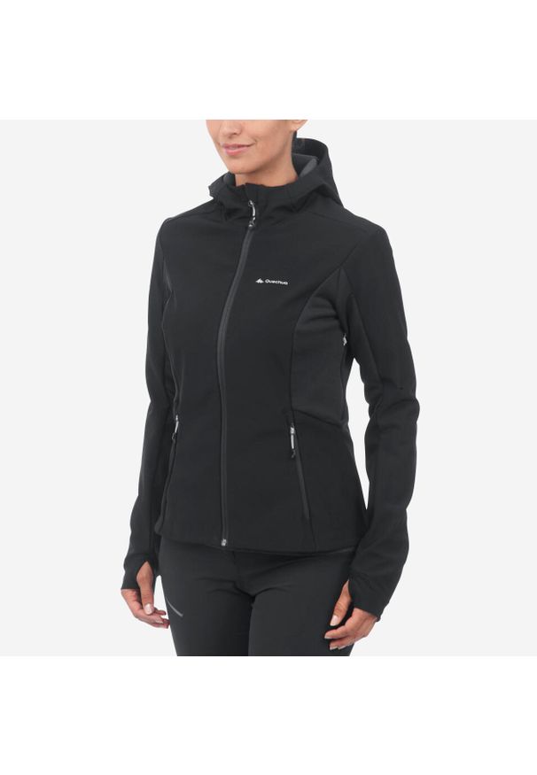 FORCLAZ - Kurtka turystyczna damska Forclaz MT500 Softshell. Kolor: czarny. Materiał: softshell