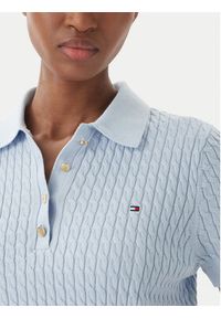 TOMMY HILFIGER - Tommy Hilfiger Polo WW0WW41474 Niebieski Regular Fit. Typ kołnierza: polo. Kolor: niebieski. Materiał: bawełna #3