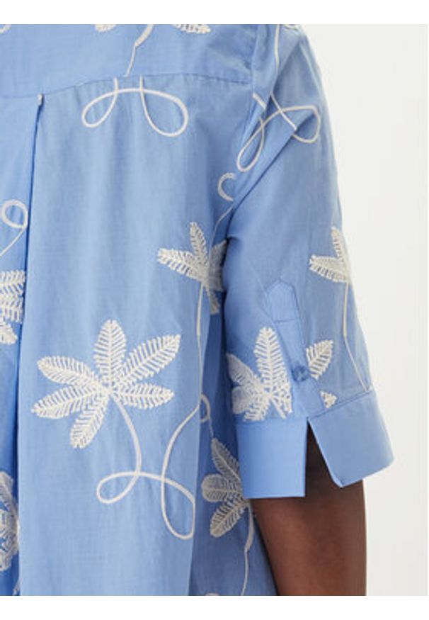 LOLA CASADEMUNT Sukienka koszulowa LS2616135 Niebieski Relaxed Fit. Kolor: niebieski. Materiał: bawełna. Typ sukienki: koszulowe