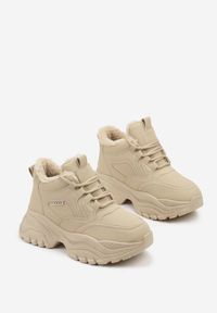 Renee - Brązowe Streetwearowe Sneakersy Vices Chunky w Stylu Traperów na Platformie Leate. Kolor: brązowy. Materiał: jeans, dresówka. Szerokość cholewki: normalna. Obcas: na platformie. Styl: klasyczny, sportowy #3