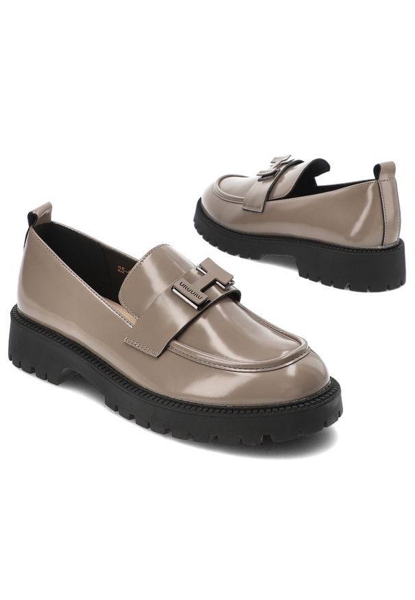 Beżowe Półbuty Vinceza Eleganckie Obuwie Damskie. Okazja: na co dzień. Kolor: beżowy. Materiał: lakier, skóra. Styl: elegancki