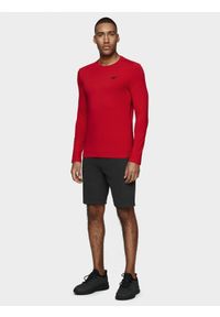 4f - 4F Longsleeve slim gładki męski S. Kolor: czerwony. Materiał: dzianina. Długość rękawa: długi rękaw. Wzór: gładki