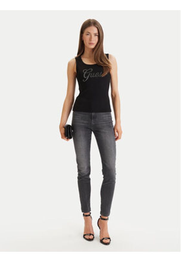 Guess Top W6GP22 K2954 Czarny Regular Fit. Kolor: czarny. Materiał: syntetyk