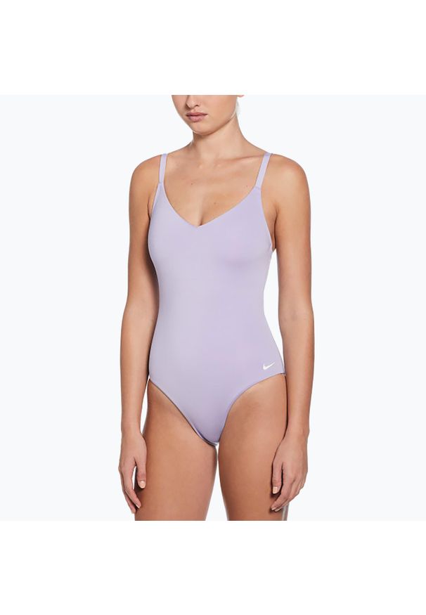 Strój pływacki jednoczęściowy damski Nike Essential V-Neck. Kolor: niebieski