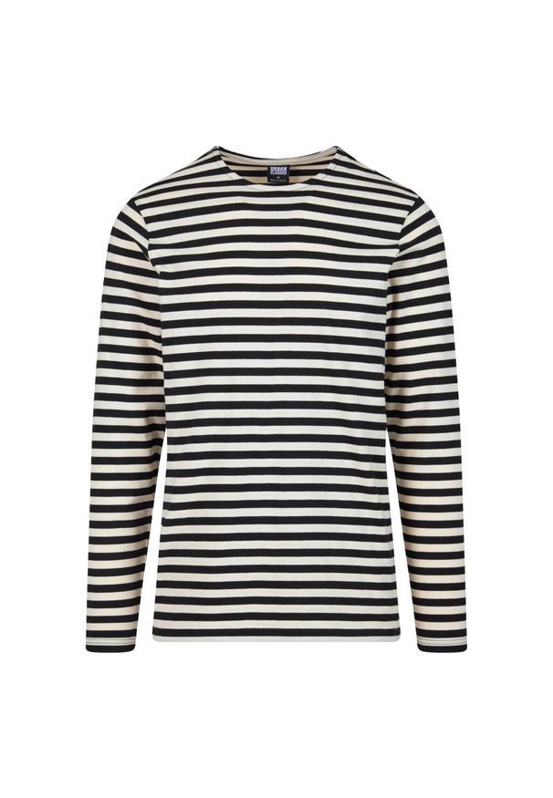 Urban Classics - T-shirt Męski W Paski Standardowy Z Długim Rękawem. Kolor: zielony, brązowy, wielokolorowy. Długość rękawa: długi rękaw. Długość: długie. Wzór: paski. Sport: turystyka piesza