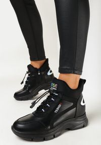 Born2be - Czarne Botki Ściągane Gumką na Grubej Podeszwie z Brokatowymi Wstawkami Sikafe. Wysokość cholewki: za kostkę. Nosek buta: okrągły. Kolor: czarny. Szerokość cholewki: normalna. Obcas: na płaskiej podeszwie #5