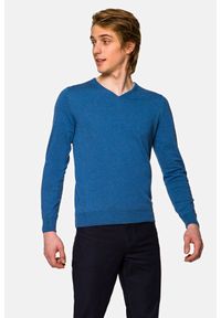 Lancerto - Sweter Niebieski Bawełniany w Serek Robin. Typ kołnierza: dekolt w serek. Kolor: niebieski. Materiał: bawełna #1