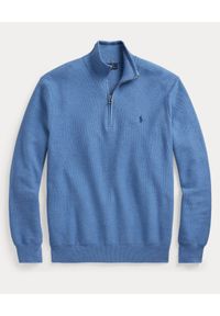Ralph Lauren - RALPH LAUREN - Niebieski sweter Mesh Regular Fit. Typ kołnierza: polo, golf. Kolor: niebieski. Materiał: mesh. Wzór: haft, ze splotem #2