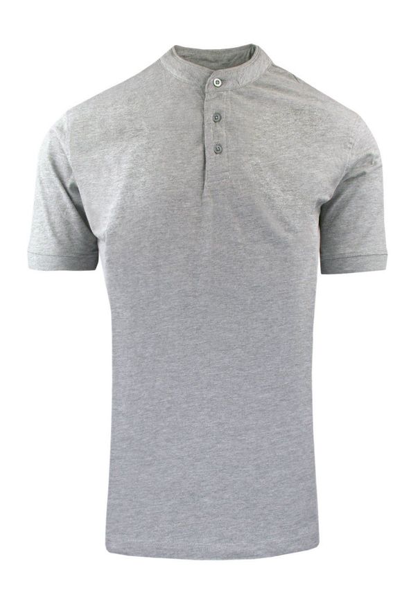 Męski T-Shirt na Stójce - Brave Soul - Popielaty. Okazja: na co dzień. Typ kołnierza: kołnierzyk stójkowy. Kolor: szary. Materiał: bawełna. Sezon: lato, wiosna. Styl: casual