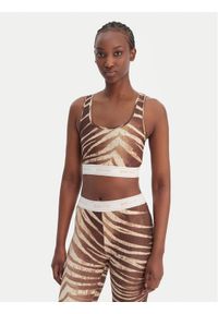 Just Cavalli Top 80PAM204 JS558 Beżowy Slim Fit. Kolor: beżowy. Materiał: syntetyk #1