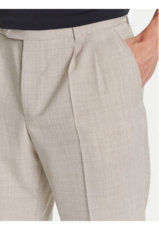 BOSS Spodnie materiałowe C-Perin-DPL 50545822 Beżowy Tapered Fit. Kolor: beżowy. Materiał: wełna