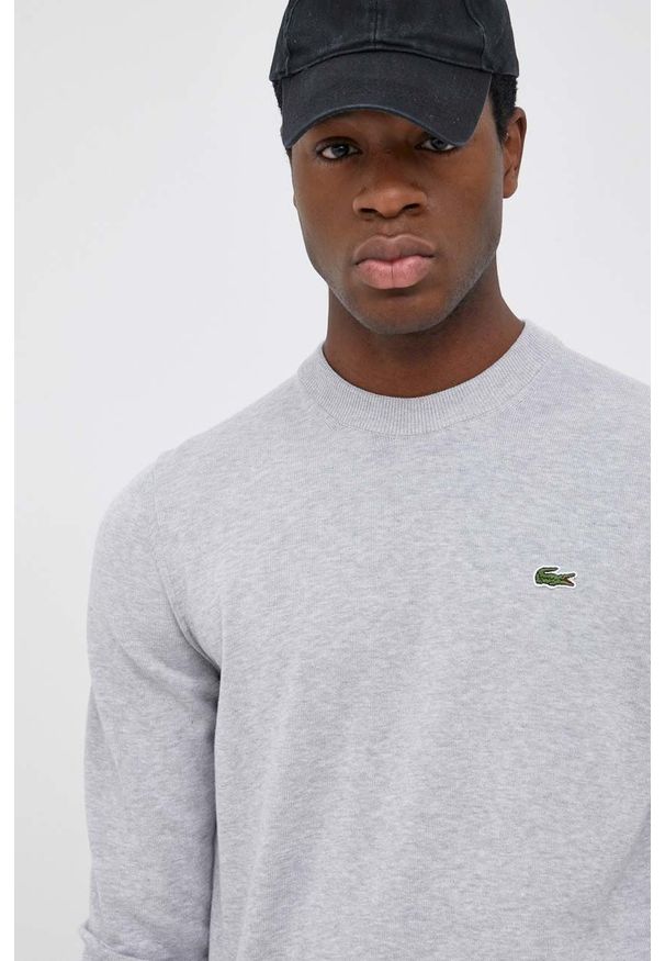 Lacoste - Sweter. Okazja: na co dzień. Kolor: szary. Długość rękawa: długi rękaw. Długość: długie. Styl: casual