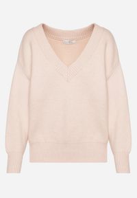Born2be - Różowy Sweter z Kaszmirem z Dekoltem w Serek Plenae. Okazja: na co dzień. Typ kołnierza: dekolt w serek. Kolor: różowy. Materiał: kaszmir. Styl: elegancki, casual, klasyczny #5