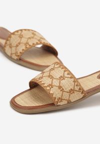 Born2be - Brązowe Klapki z Geometrycznym Wzorem w Stylu Boho Zeroma. Okazja: na co dzień. Kolor: brązowy. Wzór: geometria. Sezon: lato. Styl: boho #5