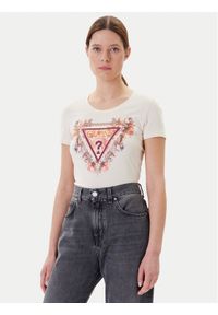 Guess T-Shirt W5YI08 J1314 Écru Regular Fit. Materiał: bawełna