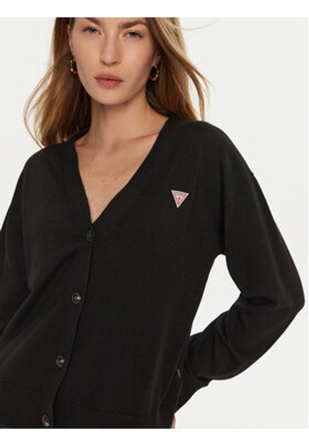 Guess Jeans Kardigan W4BR16 Z3HO2 Czarny Regular Fit. Kolor: czarny. Materiał: syntetyk